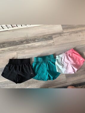 3pc Athletic Shorts Bundle - Black, Teal, Ombre Pink